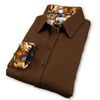 Grenouille Ladies Brown Shirt with Horse Print Fabric Detail