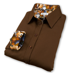 Grenouille Ladies Brown Shirt with Horse Print Fabric Detail