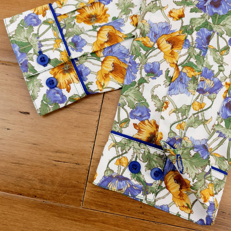 Grenouille Ladies Blue & Yellow Anemone Flower Shirt