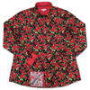 Grenouille Ladies Long Sleeve Black & Red Rose Print Shirt