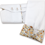 Grenouille White Shirt with Beige & Grey Floral Accents