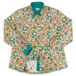 Grenouille Ladies Teal & Orange 60s Style Floral Print Shirt