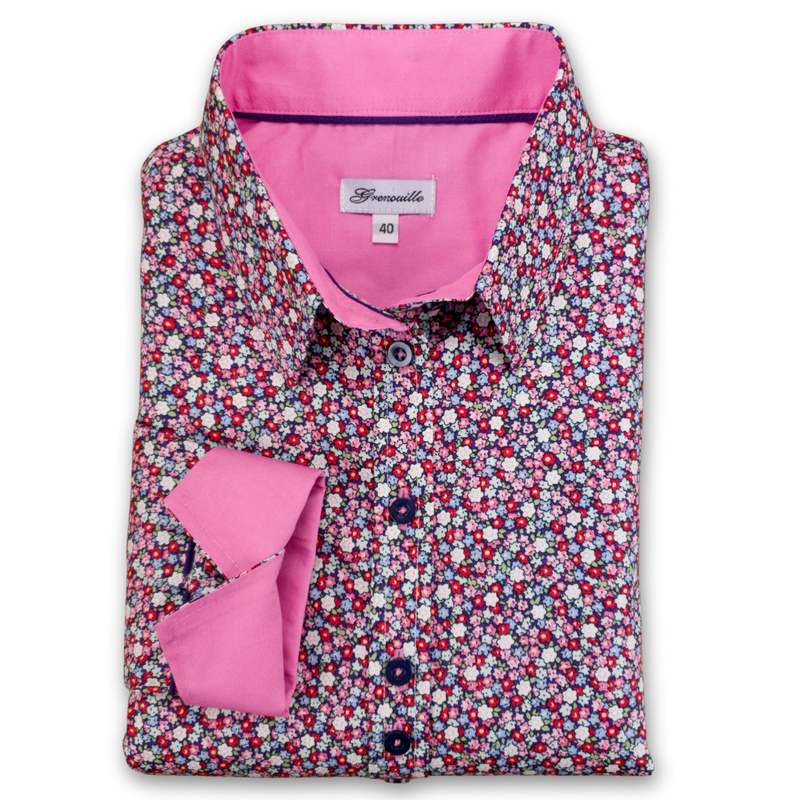 Grenouille Ladies Pink, Blue and Red Floral Print Shirt
