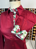 Grenouille Burgundy Shaped Fit Shirt with Red Iris Accents