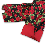 Grenouille Ladies Long Sleeve Black & Red Rose Print Shirt