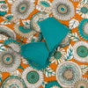 Grenouille Ladies Teal & Orange 60s Style Floral Print Shirt