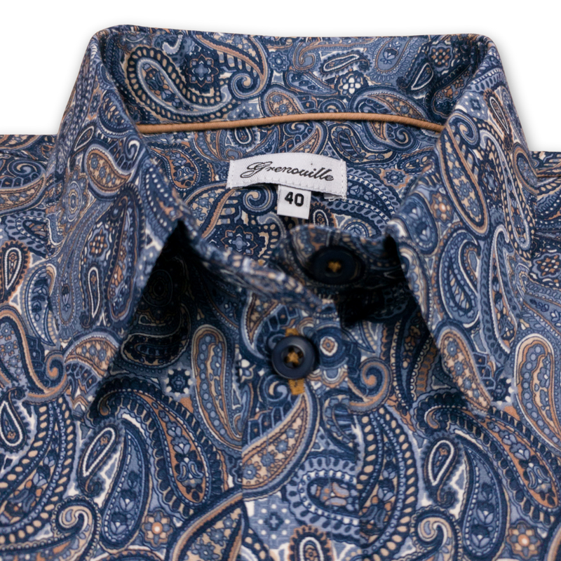 Grenouille Ladies Blue & Beige Paisley Print Shirt