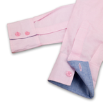 Grenouille Ladies Long Sleeve Pink Blue Oxford Shirt