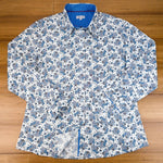 Grenouille Ladies Long Sleeve Royal Blue Paisley Print Shirt