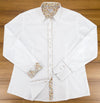 Grenouille White Shirt with Beige & Grey Floral Accents