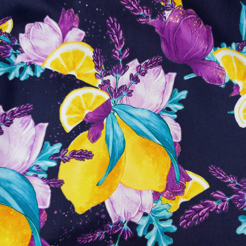 Grenouille Long Sleeve Lavender & Lemon Black Print Shirt