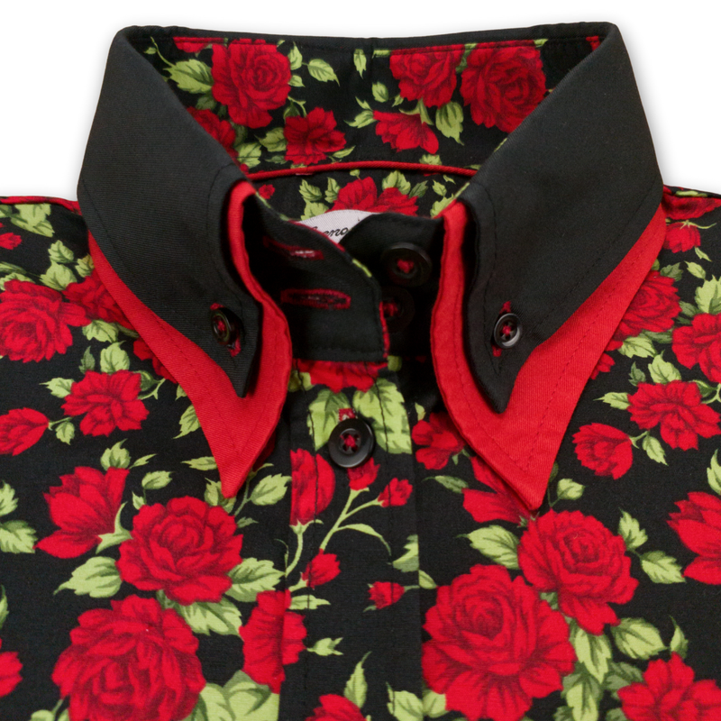 Grenouille Ladies Black & Red Rose Western Shirt