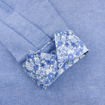 Grenouille Blue Oxford Shirt with Blue & Grey Floral Accents