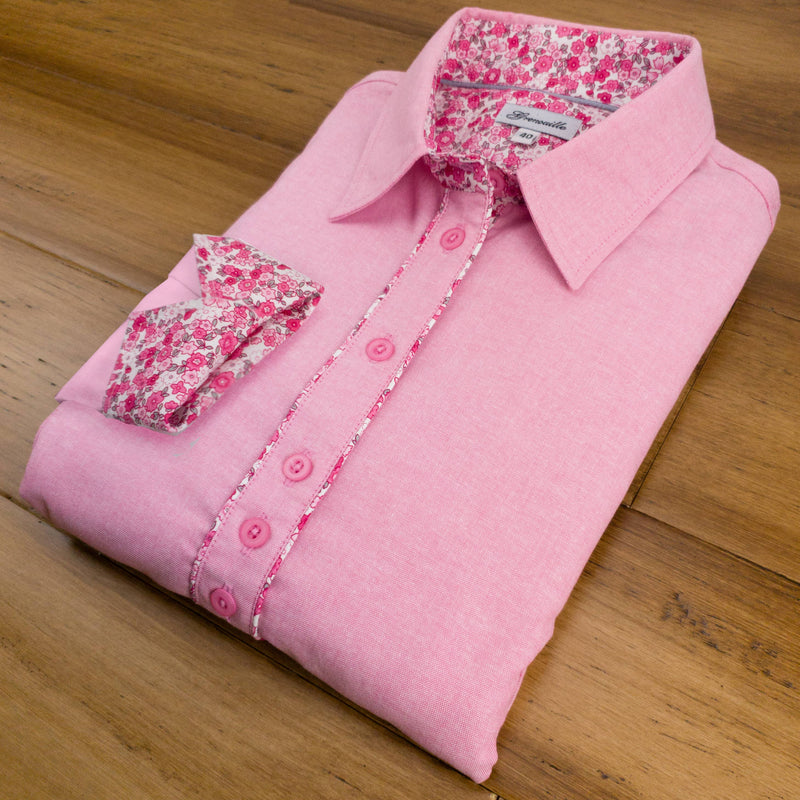 Grenouille Dark Pink Shirt with Pink & Grey Floral Accents