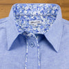 Grenouille Blue Oxford Shirt with Blue & Grey Floral Accents