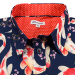 Grenouille Ladies Long Sleeve Navy Koi Print Shirt