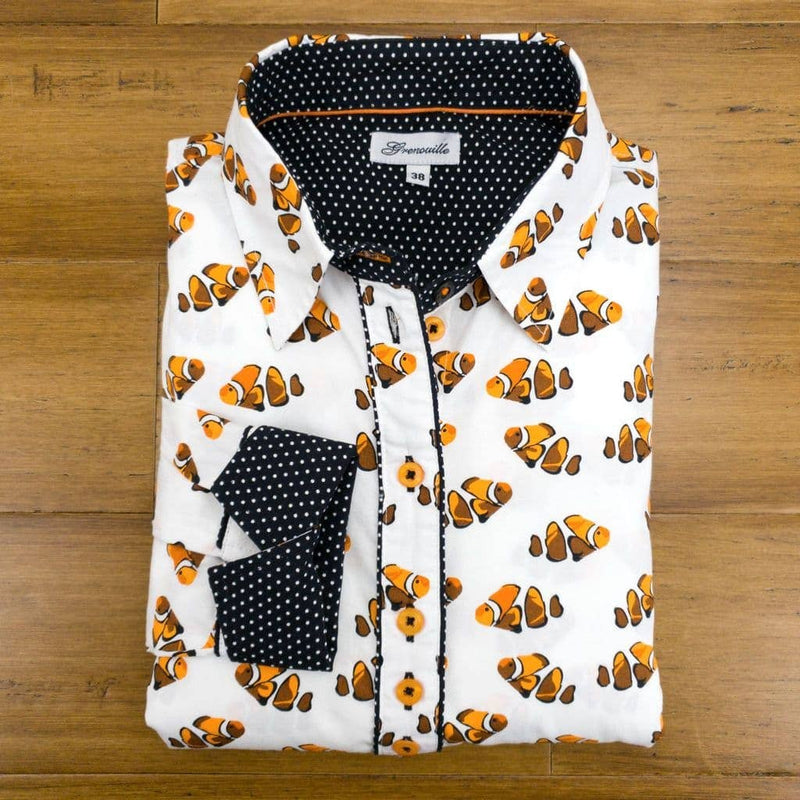 Grenouille Ladies Long Sleeve Clown Fish Print Shirt