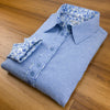 Grenouille Blue Oxford Shirt with Blue & Grey Floral Accents