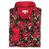 Grenouille Ladies Long Sleeve Black & Red Rose Print Shirt