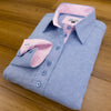 Grenouille Ladies Long Sleeve Blue Pink Oxford Shirt