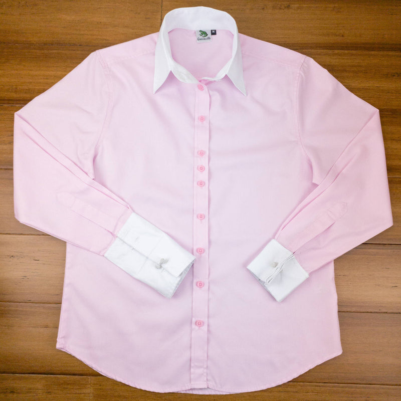 Grenouille Ladies Two Button Collar French Cuff Pink Shirt