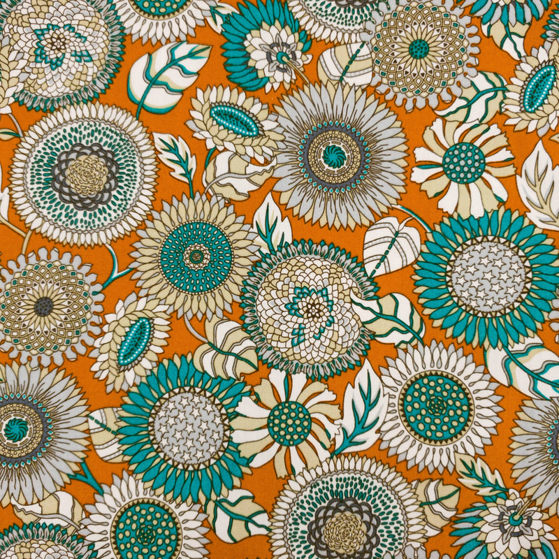 Grenouille Ladies Teal & Orange 60s Style Floral Print Shirt