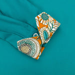 Grenouille Ladies Teal Shirt with Orange 60s Floral Accents