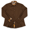 Grenouille Ladies Brown Shirt with Horse Print Fabric Detail