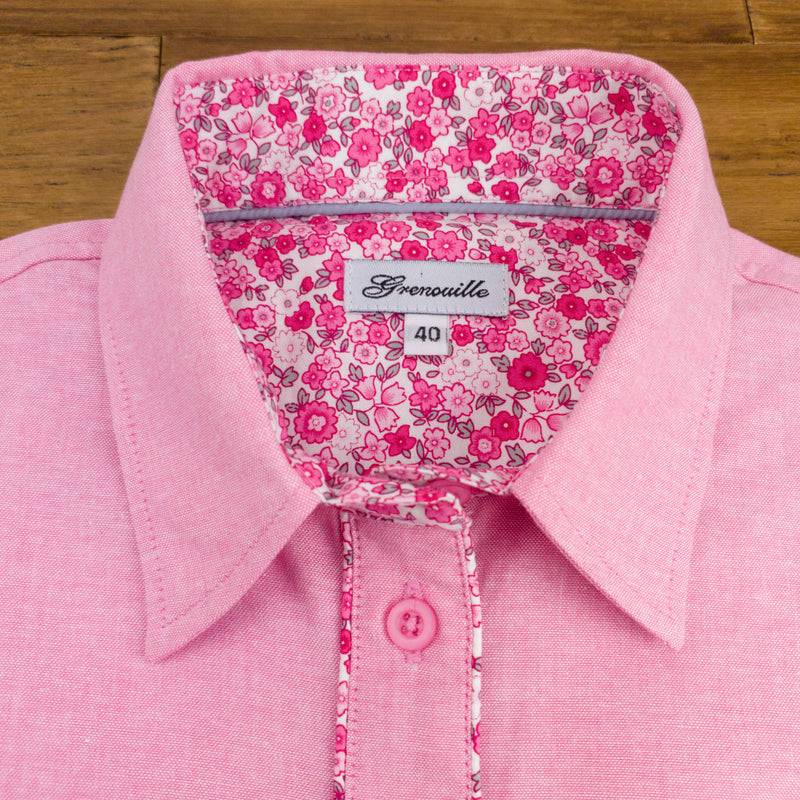 Grenouille Dark Pink Shirt with Pink & Grey Floral Accents