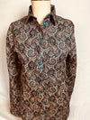 Grenouille Teal Blue & Beige Paisley Print Shaped Fit Shirt