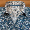 Grenouille Blue & Khaki Leaves Print Open Neck Shirt