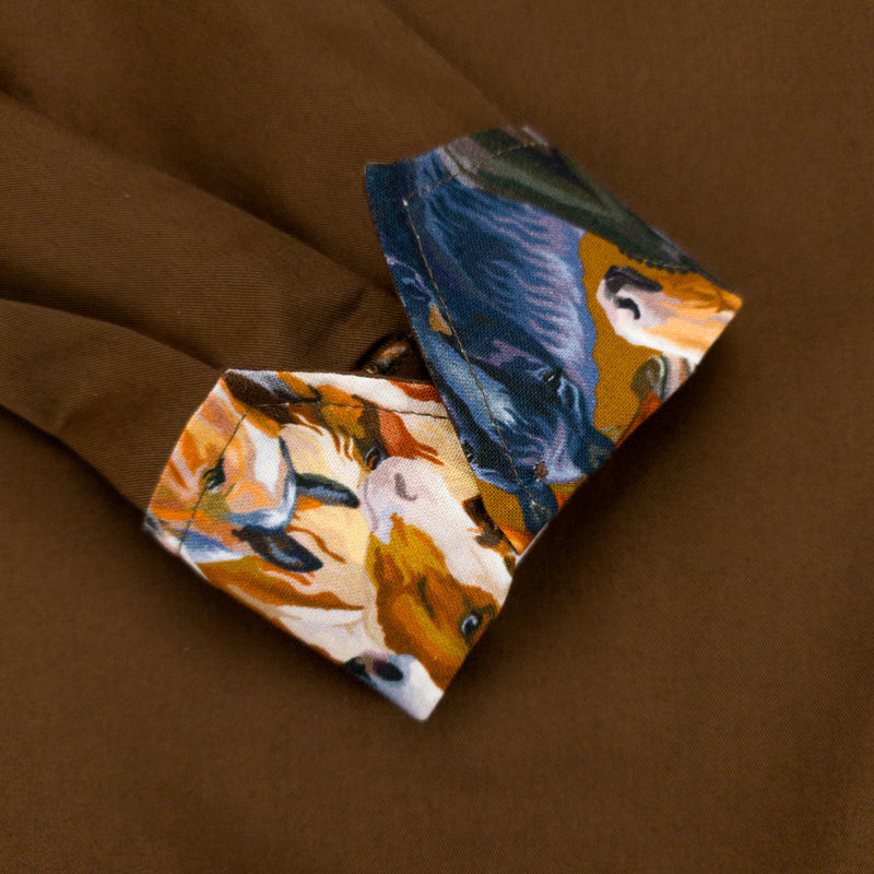 Grenouille Ladies Brown Shirt with Horse Print Fabric Detail