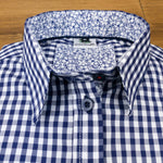 Grenouille Long Sleeve Navy Check Easy Care Shirt
