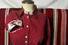Grenouille Ladies Long Sleeve Dark Red Cotton Polkadot Shirt