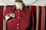 Grenouille Ladies Long Sleeve Dark Red Cotton Polkadot Shirt