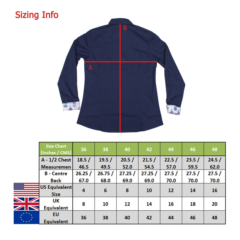 Grenouille Ladies Long Sleeve Blue Cotton Oxford Shirt