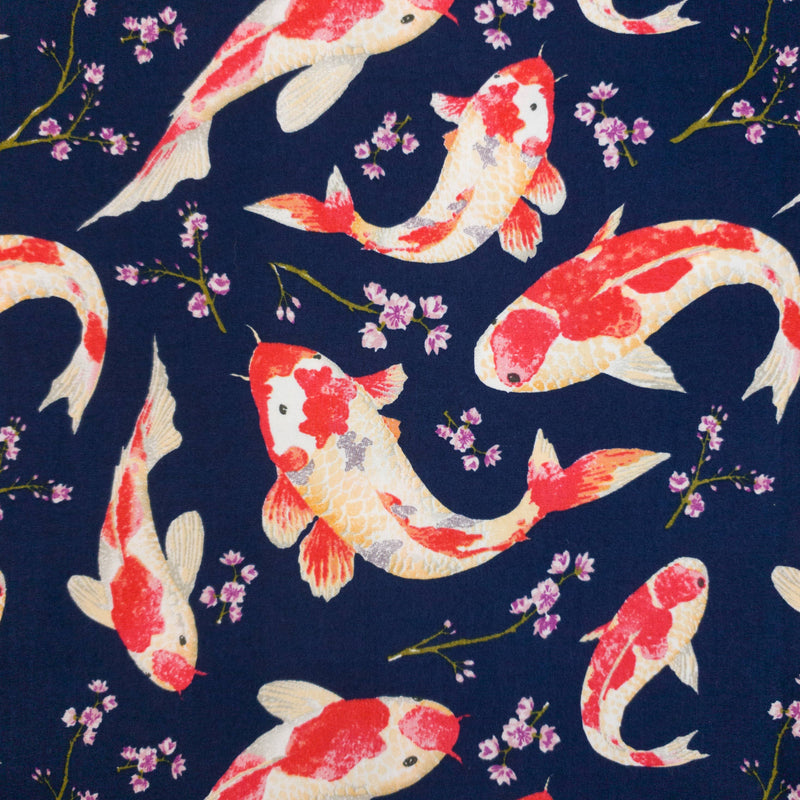 Grenouille Ladies Long Sleeve Navy Koi Print Shirt