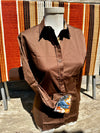 Grenouille Ladies Brown Shirt with Horse Print Fabric Detail