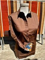 Grenouille Ladies Brown Shirt with Horse Print Fabric Detail