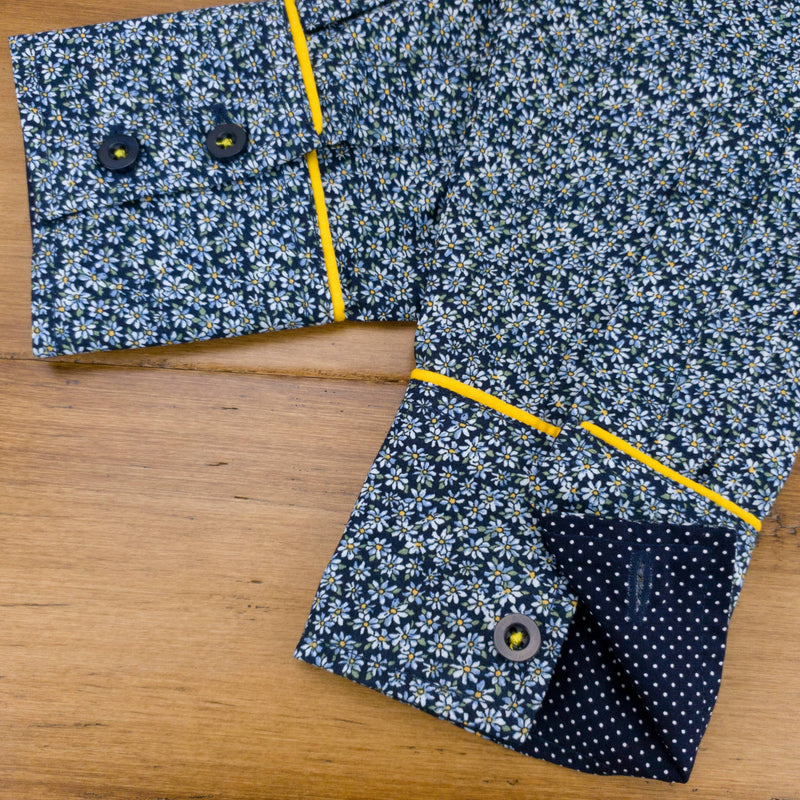 Grenouille Ladies Long Sleeve Navy Daisy Print Shirt