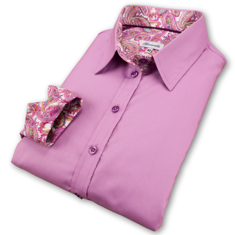 Grenouille Lavender Pink Shirt with Pink Paisley Details