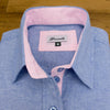 Grenouille Ladies Long Sleeve Blue Pink Oxford Shirt