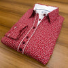 Grenouille Ladies Red and Tiny White Flower Shirt