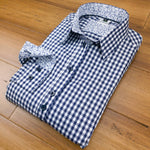 Grenouille Long Sleeve Navy Check Easy Care Shirt