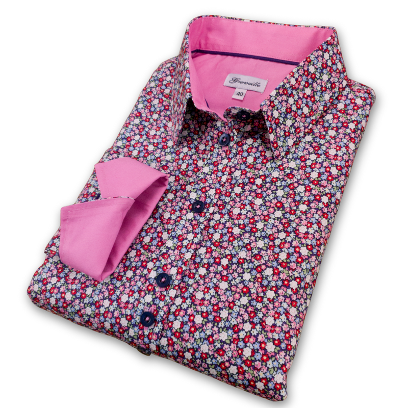 Grenouille Ladies Pink, Blue and Red Floral Print Shirt