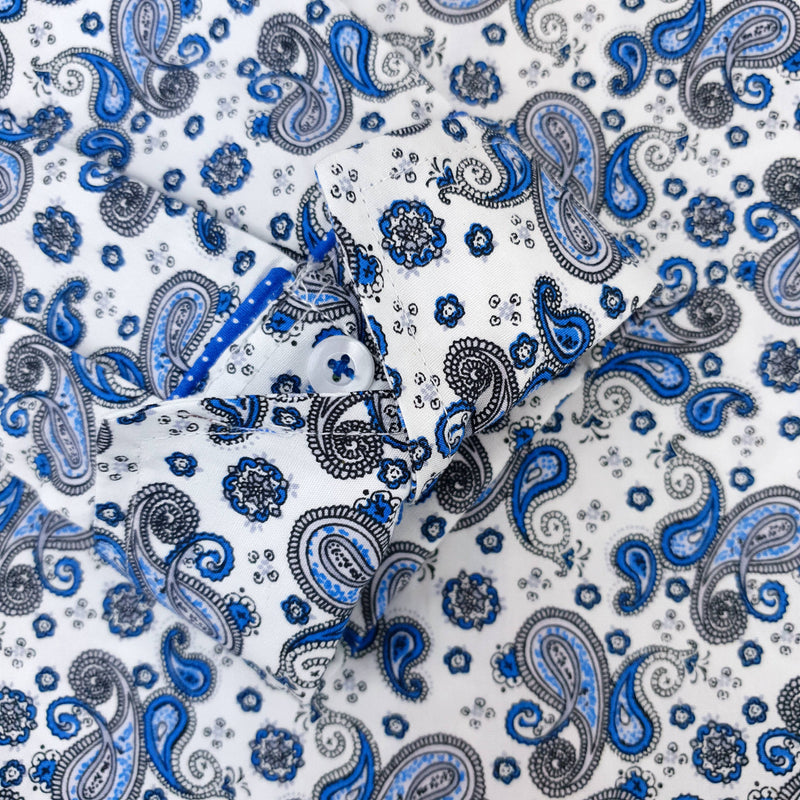 Grenouille Ladies Long Sleeve Royal Blue Paisley Print Shirt