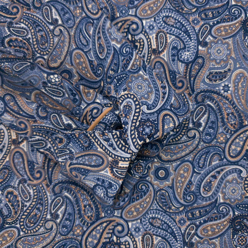 Grenouille Ladies Blue & Beige Paisley Print Shirt