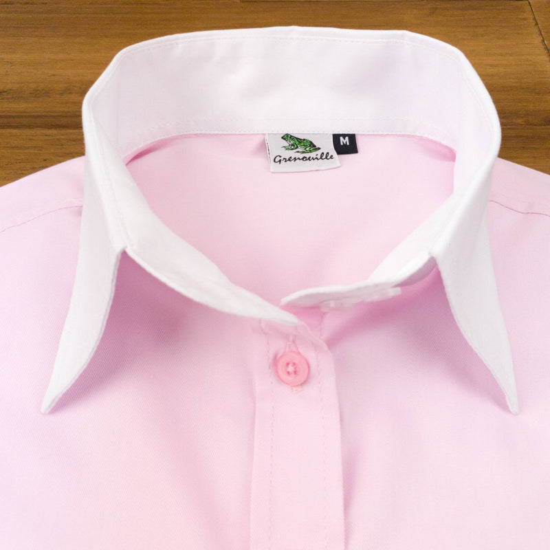 Grenouille Ladies Two Button Collar French Cuff Pink Shirt