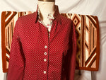 Grenouille Ladies Long Sleeve Dark Red Cotton Polkadot Shirt