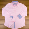 Grenouille Ladies Long Sleeve Pink Blue Oxford Shirt